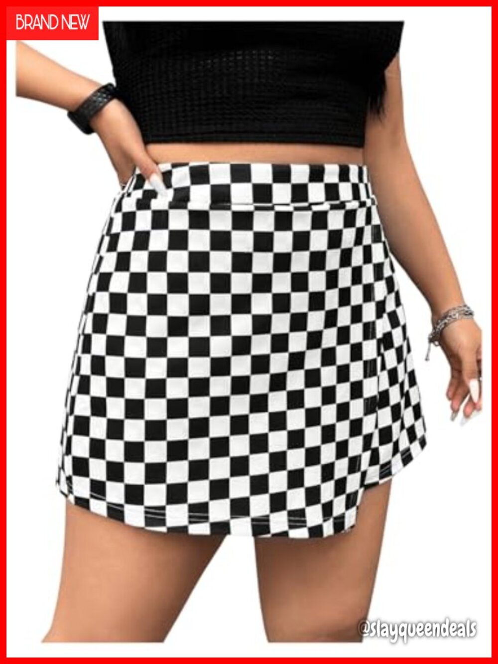 Plus Size Checkered Skorts Wrap Asymmetrical Gothic Skirt Shorts